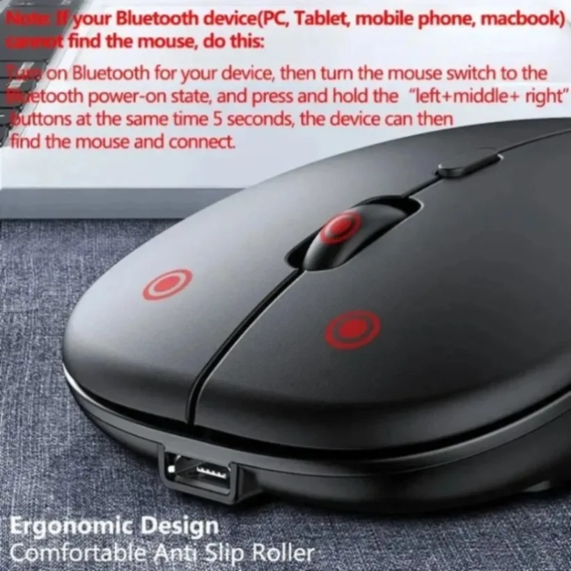 Wireless Rechargeable Ergonomic Gaming Mouse - Portable and Quiet