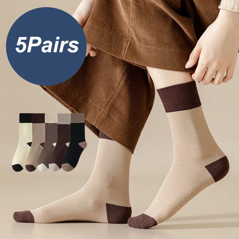 

5 Pairs High Quality Autumn And Winter Men Thick And Plush Mid Tube Socks Warmth Comfortable And Odor Prevention Cotton Socks