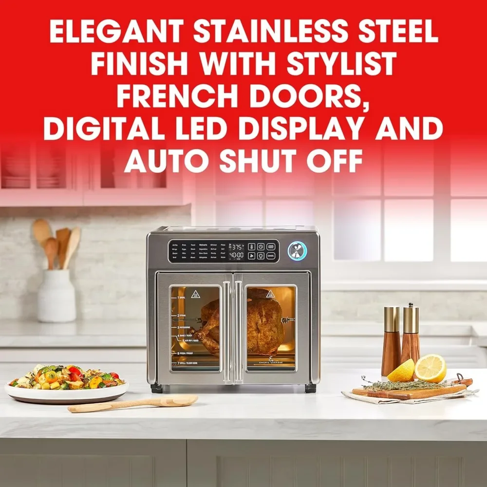 T Extra Large Air Fryer, Convection Toaster Oven with French Doors, Stainless Steel 6