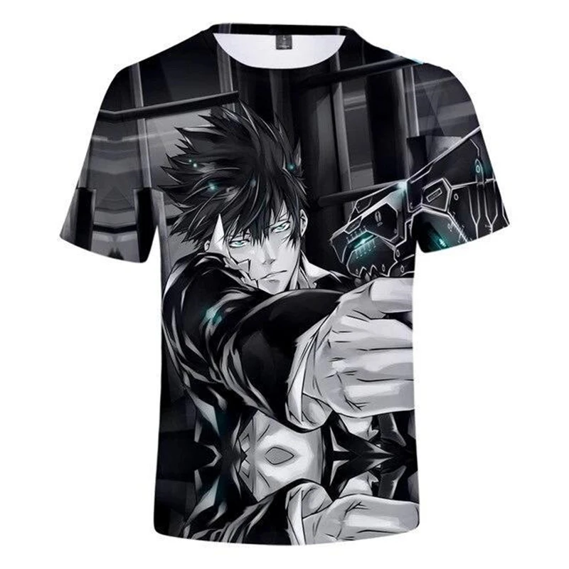 

Футболка с 3D-принтом психопаса из аниме, уличная одежда для мальчиков и девочек, Повседневная модная футболка большого размера с круглым вырезом, Детские футболки в стиле Харадзюку, топ, одежда