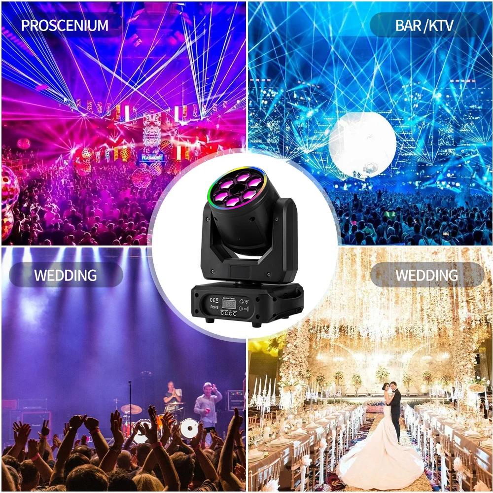 100W 6 Bee Eyes Moving Head 4in1 LED Mini Laser Beam Spot Light Stage Lighting DMX512 Remote Control For DJ Disco KTV Wash Light 3