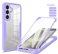 360 Full Transparent Shockproof TPU Clear Case with Screen Protection Cover for Samsung A06 4G (QC360-Purple)
