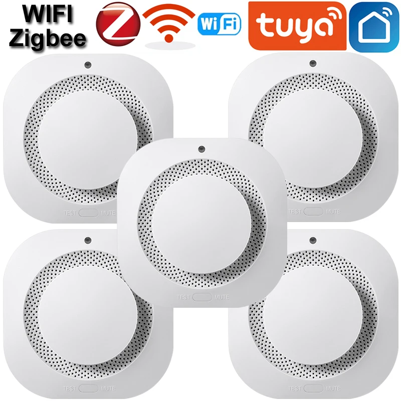 Tuya สมาร์ท WiFi/Zigbee Strobe เครื่องตรวจจับควัน 90DB Loud Fire Alarm Sensor APP ควบคุม Office Home Smoke Alarm Fire Protection 1