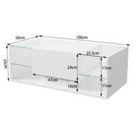 Table basse FANGANGE, table de canapé haute brillance avec éclairage LED, table d'appoint moderne avec étagère ouverte, blanc, noir 6