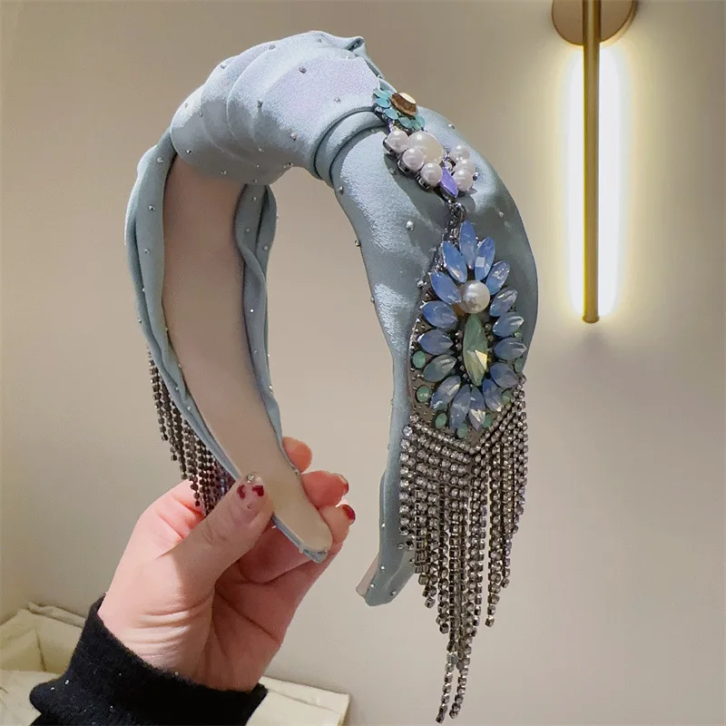 

2023 Handmade Hairbands Rhinestone Knot Hairpin Outgoing Tassel Headbands Fashion Hair Accessories
