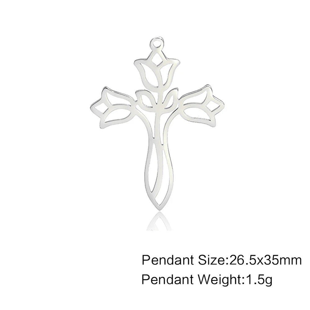 Wholesale Stainless Steel Tree-Shaped Cross Charms for Jewelry Making - Elegant Pendant Accessories