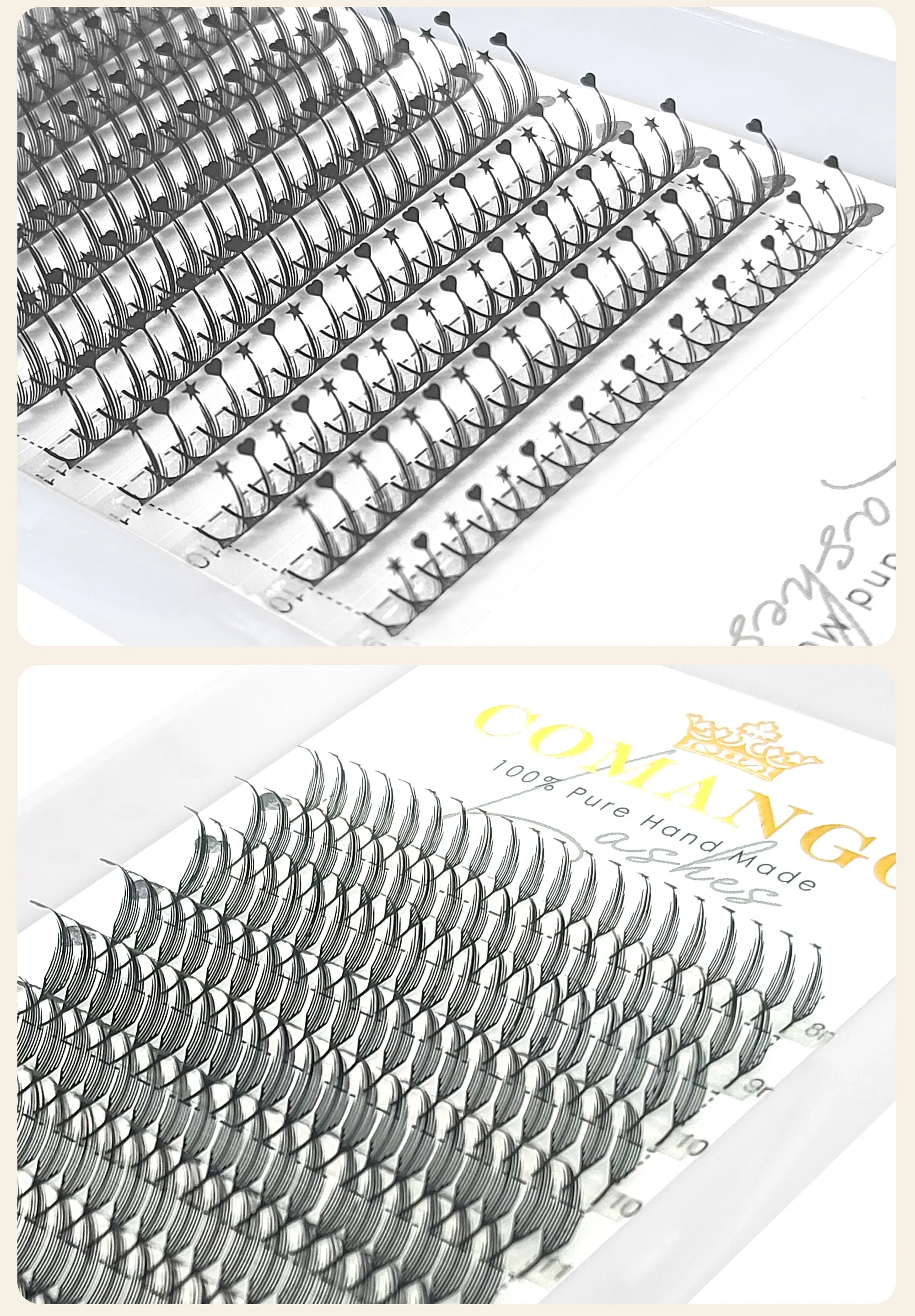 Description Picture 6 of itemFeather Style Anime Spire Heart Star Eyelashes Extension Natural Matte Black Lash 8-15MM Premade Volume Fans Wholesale