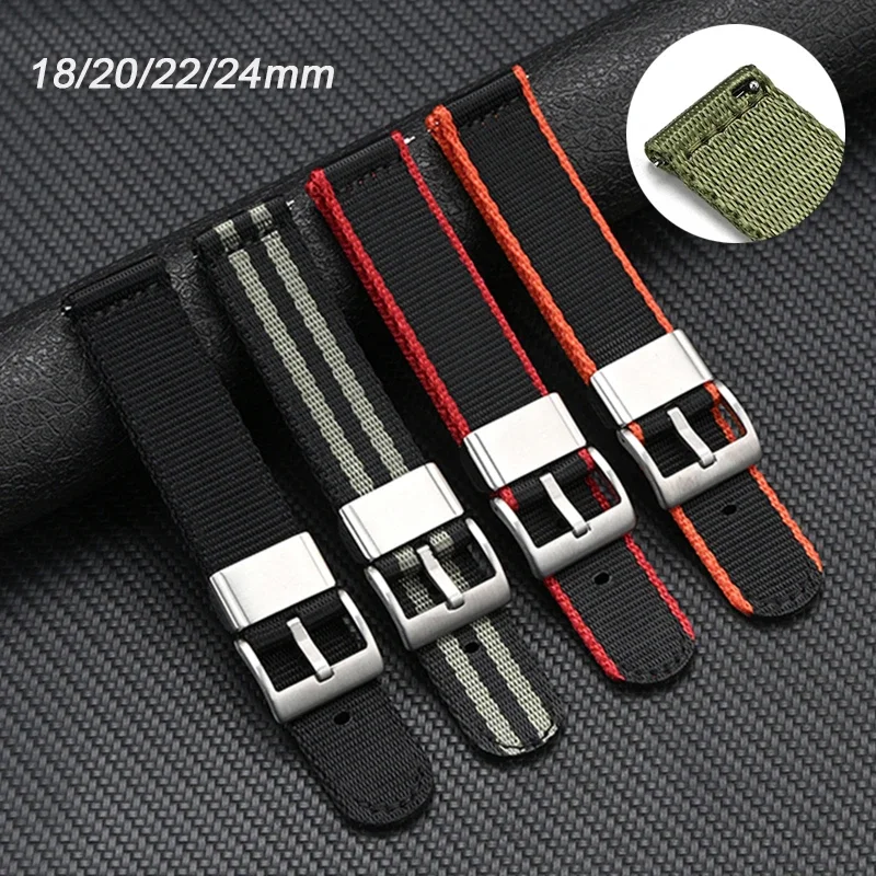Premium Thick Canvas Nylon Quick Release Watch Strap - Army Style Unisex Accessory