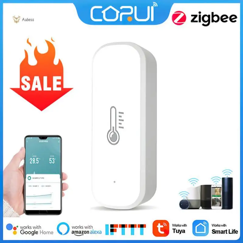 

Battery Powered Temperature Humidity Sensor Voice Control Indoor Hygrometer App Remote Control Smart Home Security