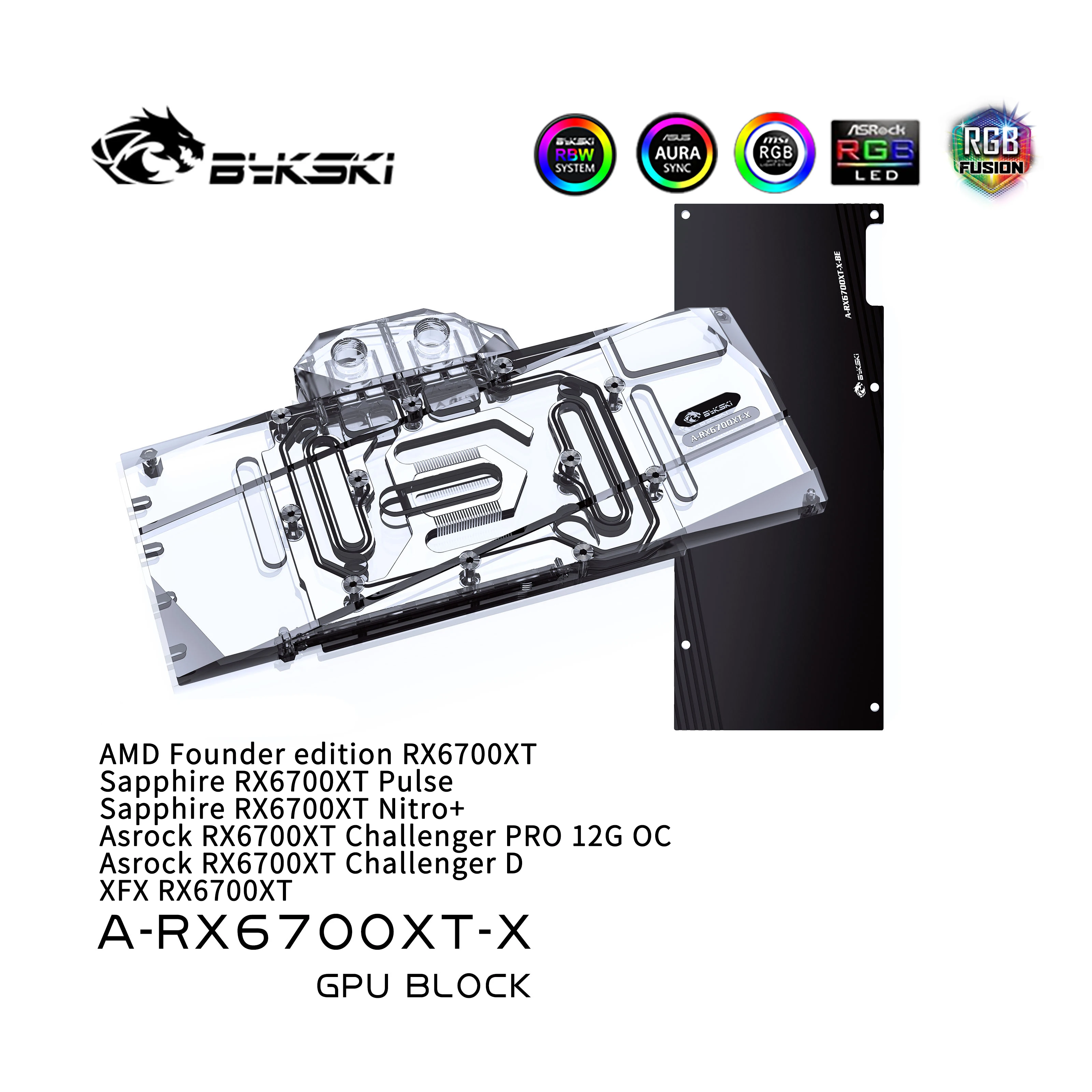 Blocco Di Raffreddamento Ad Acqua Della Gpu Di Bykski Rx 6700 Per Amd Rx 6700Xt A-Rx6700Xt-X Dello Zaffiro Xfx (, Dispositivo Di Raffreddamento Di Acq