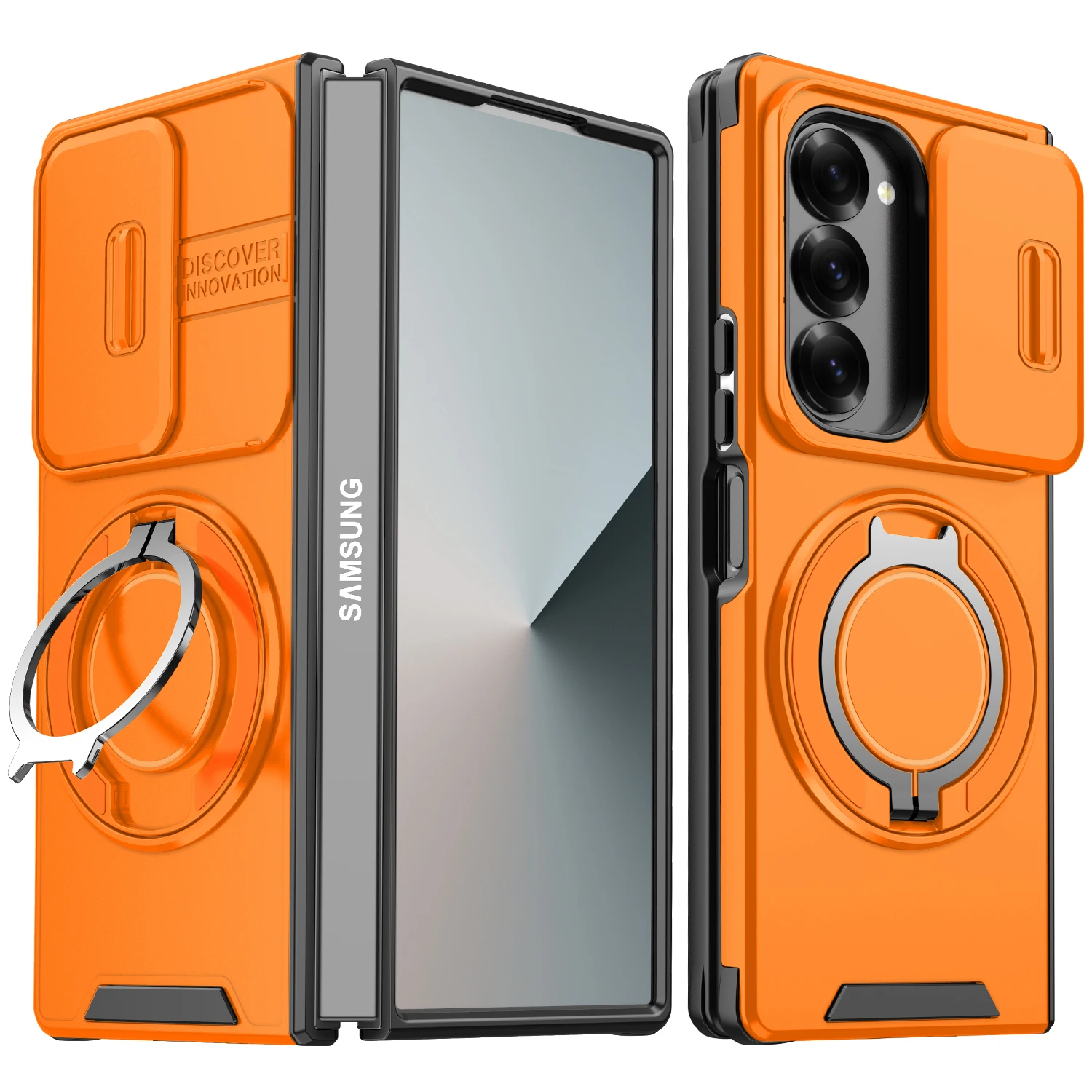 Premium Armor Case with Slide Lens Protection and Magnetic Ring Holder