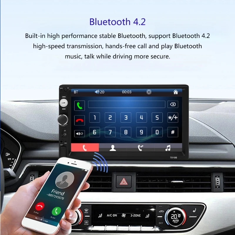 

Автомагнитола, MP5-плеер с 7-дюймовым сенсорным экраном, с поддержкой Bluetooth, FM радио, с функцией Mirror Link, типоразмер 2 Din