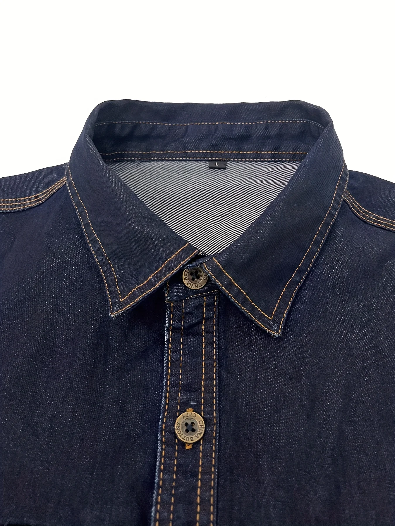 blue denim shirt long sleeve men fashion