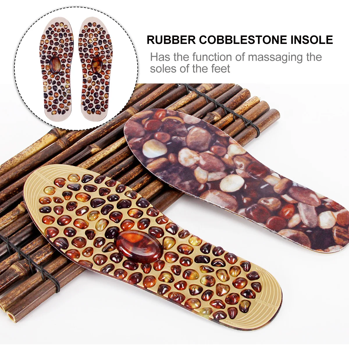 Rubber Pebble Insole Foot Pad Massage Point Pad Men's and 's 1 Pair Insoles Cushion Shoes Pebbles Elder