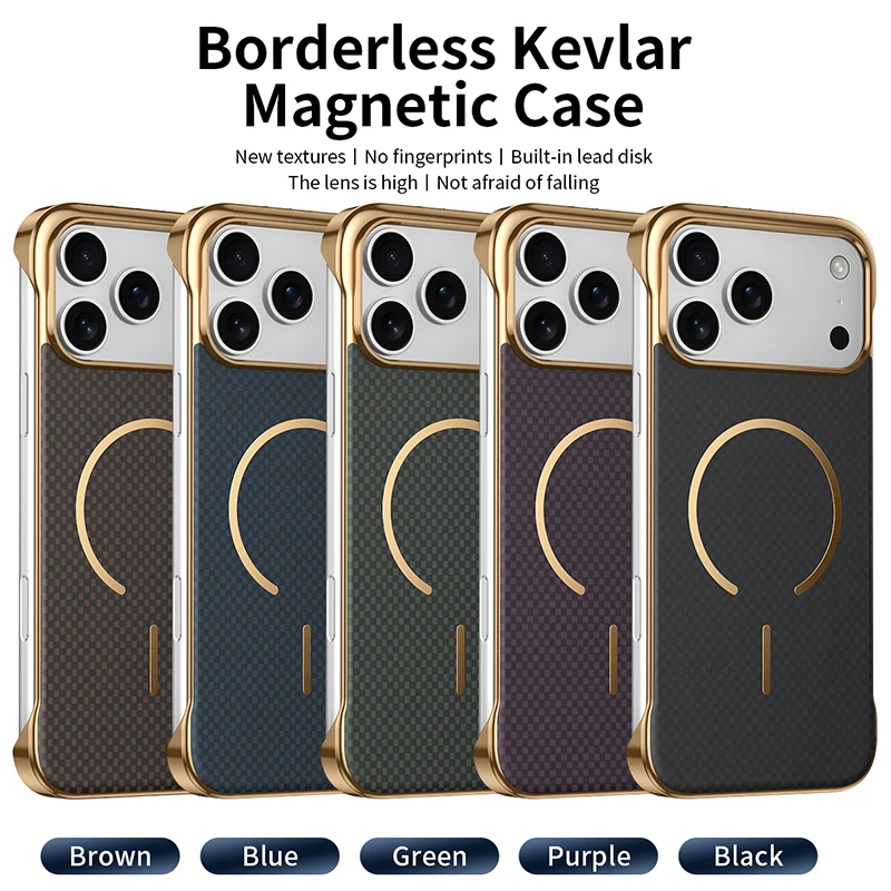 Magsafe Magnetic Wireless Charging Carbon Fiber Shockproof Phone Case with Frameless Air Bumper Design