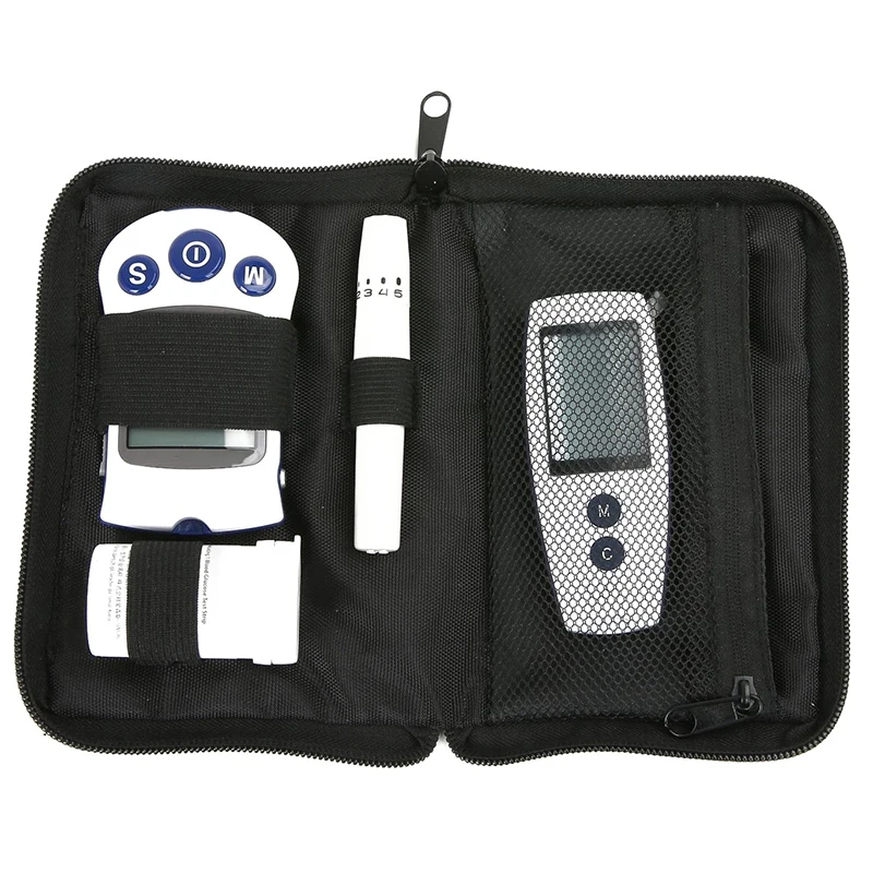 

Portable Blood Glucose Meter Storage Bag Blood Pressure And Oxygen Meter Carrier Organizer Black Zipper Storage Bag Household