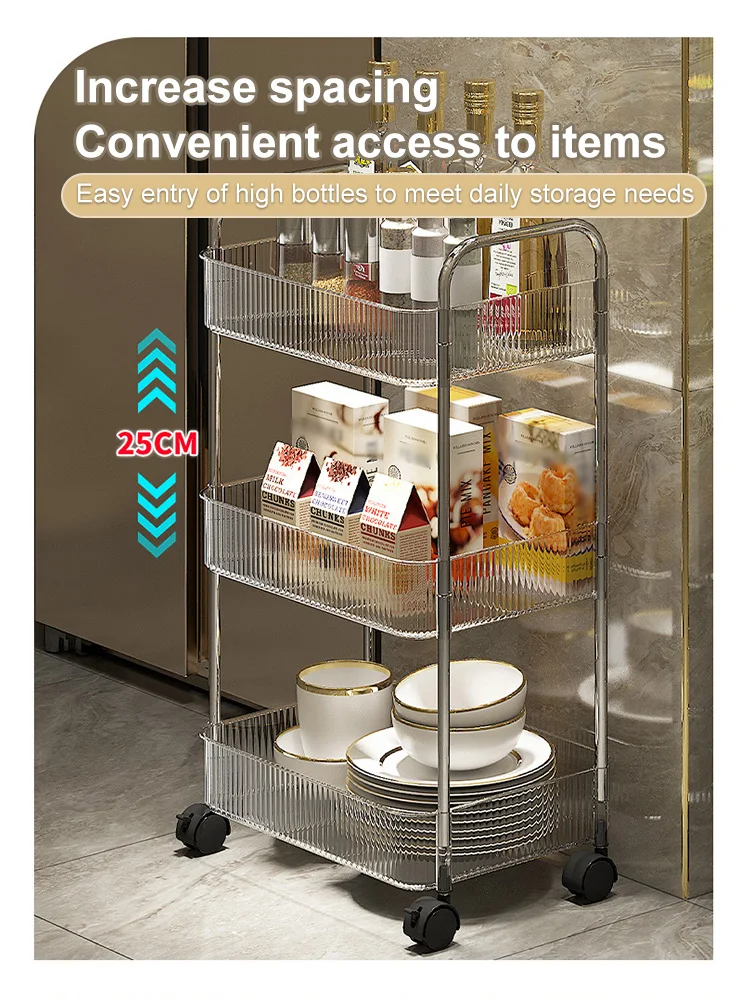 Mobile Shelf Acrylic Mini Cart, Bathroom Crevice Storage Shelf, Living Room Snack Organizer, Multi-Layer Mobile Cosmetic Storage