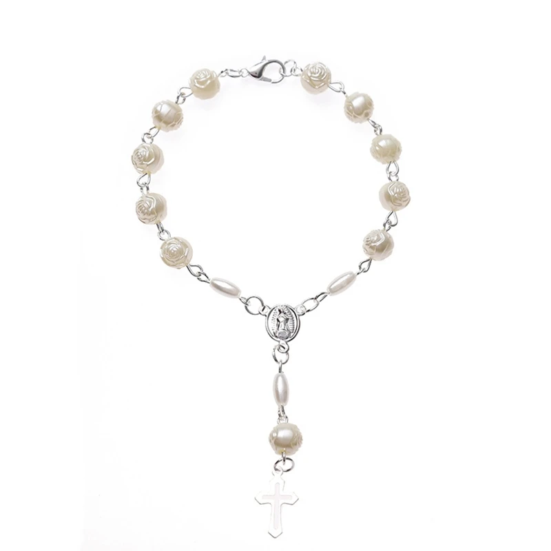 Cuentas de Rosario Católico para mujer, pulsera de Rosario, dijes cruz, pulseras religiosas| | - AliExpress