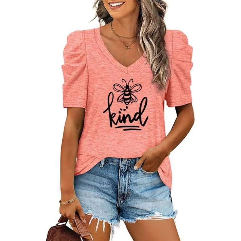 

V-Neck Short Sleeve T Shirts Top Women's Summer Casual Vintage Custom LOGO Patchwork Clothing 2022 Pullover Y2K Fashion Tshirt