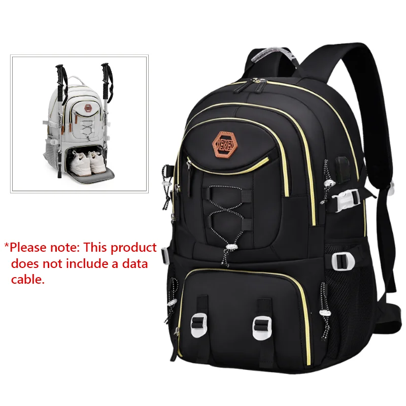 Açık hava seyahati için sırt çantası büyük kapasiteli spor kamp Trekking sırt çantası erkek kadın Laptop çantası ayakkabı cep okul çantaları ile