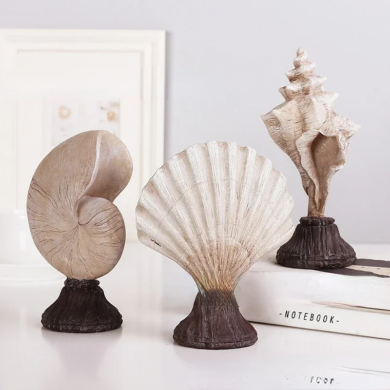 

Conch Resin Statue Home Decor Nordic Figurines Creative Shell Sculpture Resin Ornament Desktop Living Room Decoration