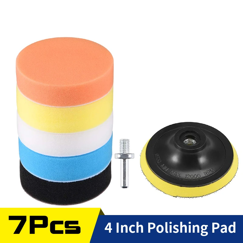 4Inch Foam Drill Polishing Pad,5Pcs Buffing Pads with Hook and Loop
