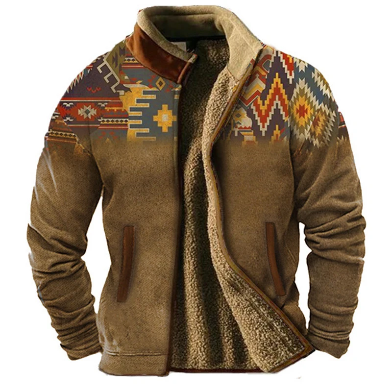 American Street Retro Autumn and Winter Warm Fleece Men's Jacket Outdoor Sports Mountaineering Camping Men's Plush Jacket