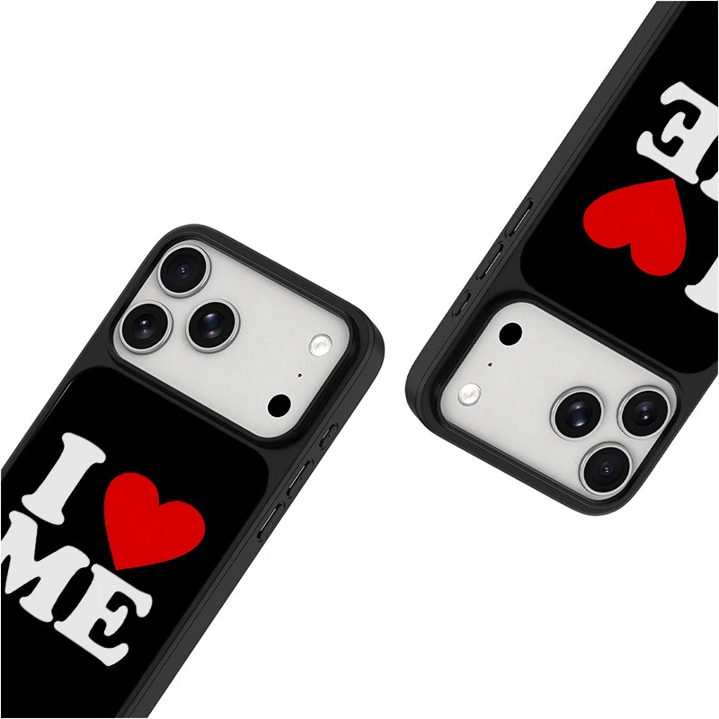 Korean I LOVE ME Red Love Heart Electroplated Phone Case Back Cover