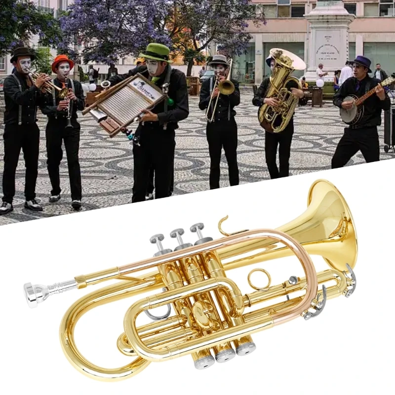 Trumpet Standard, Trumpet Set for Beginner, Brass Instrument with Hard Case Gloves Mouthpiece Cleaning Kits