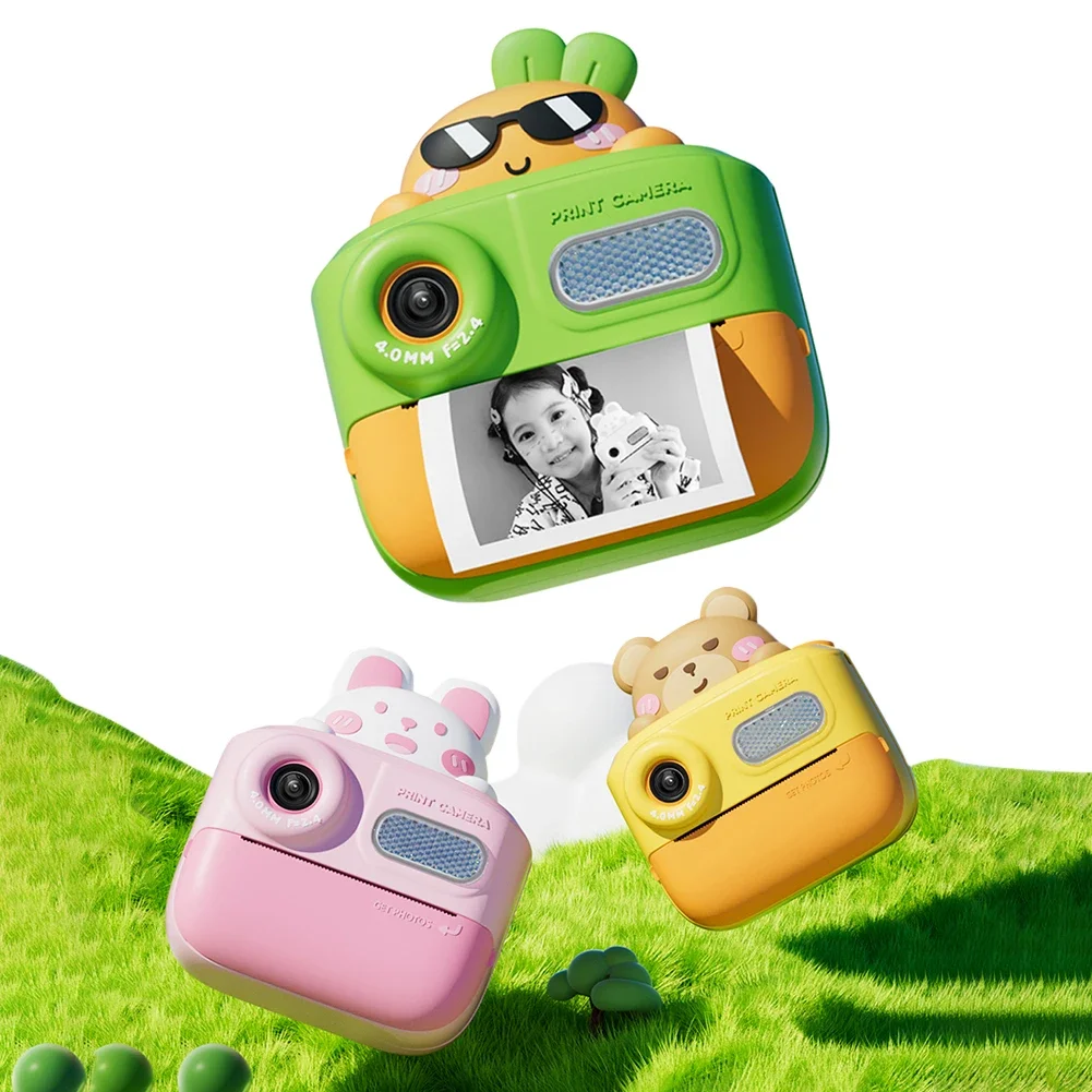48MP Instant Print Camera Digital Camera 1080P Kids Video Camera 2 Inch IPS Screen Child Selfie Camera Toy Gifts for Boys Girls