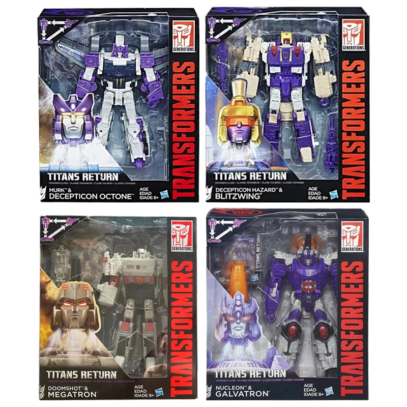 In Stock Transformers Titans Return Megatron, Blitzwing, Galvatron E Octone 17Cm Voyager Class Action Figure Robot Model Toys