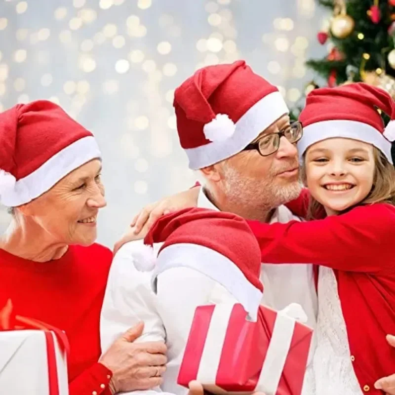 Adults Kids Christmas Hats Non-woven Fabric Santa Claus Xmas Hats Merry Christmas Home New Year Gifts Festive Party Supplies christmas beanie hat
