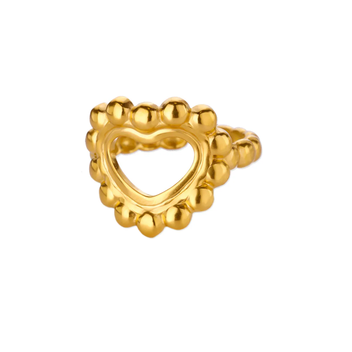 Minimalist Geometric Heart Ring Gold Stainless Steel