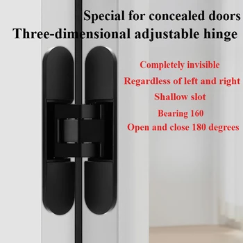Invisible Door Hinges 3D Adjustable Bearing Hinges Shiny Gold Black Bright Chrome Zinc Alloy Butt Hinge