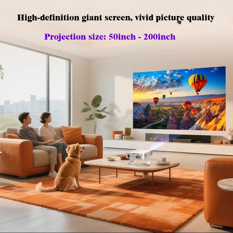 새로운 휴대용 프로젝터, WiFi 6 및 무선 5.0 지원, 네이티브 4K 지원 4K 스마트 프로젝터, 조절 가능한 화면, 360도 회전 ° 회전