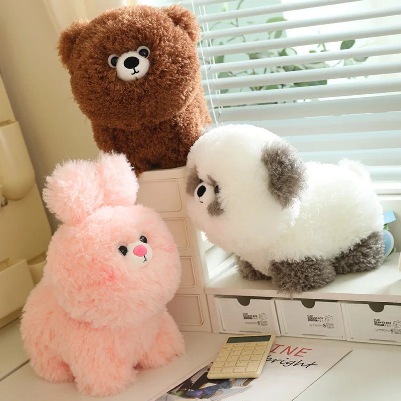 30cm Kawaii Plush Stuffed Toys Fluffly Rabbit Brown Bear Doll Baby Accompany Sleeping Soft Pillow for Kids Girls Gift Home Decor
