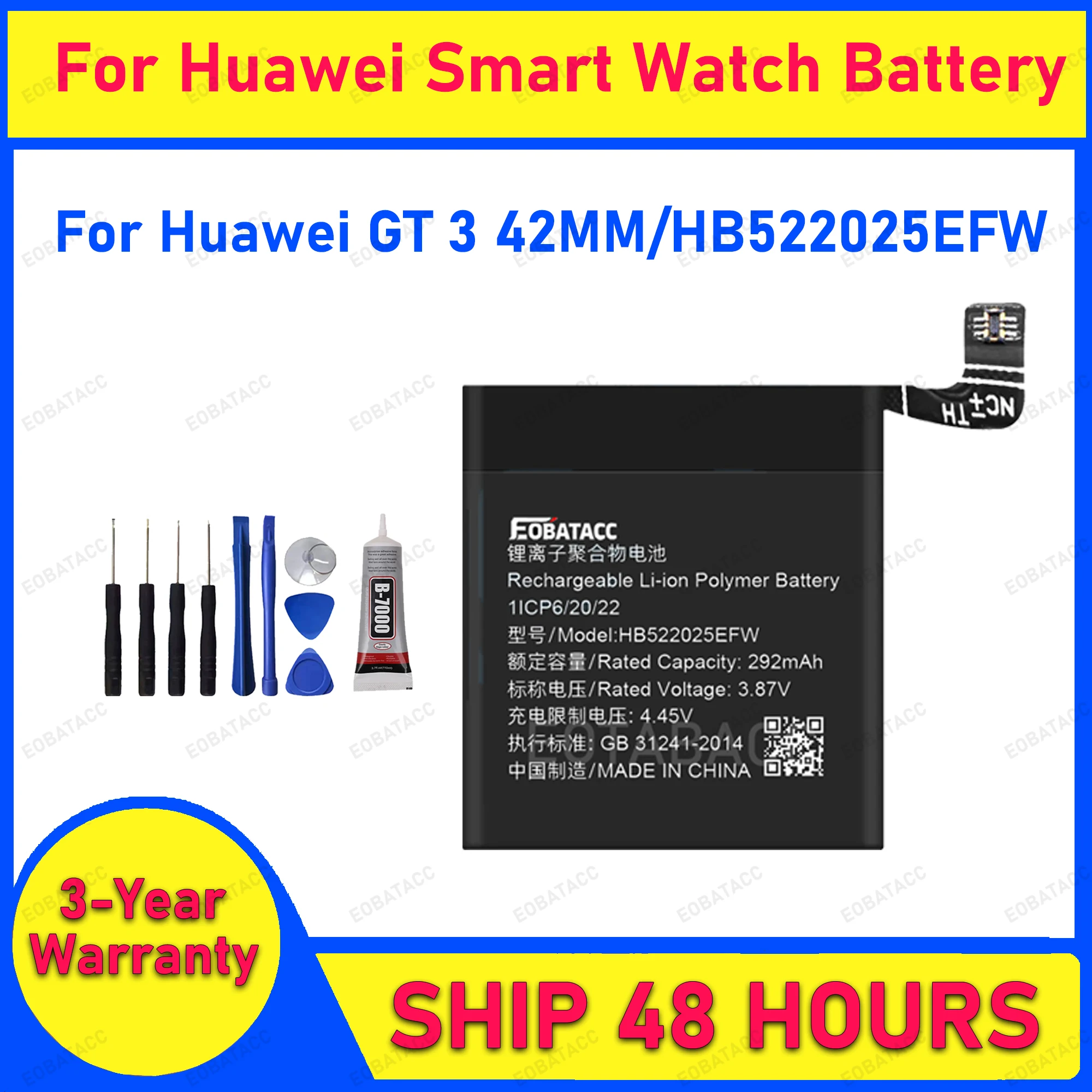 2026YearsEOBATACC100%NewHB522026EFWReplacementWatchBatteryForHuaweiGT342MMGT3SmartBateria+FreeTools-AliExpress