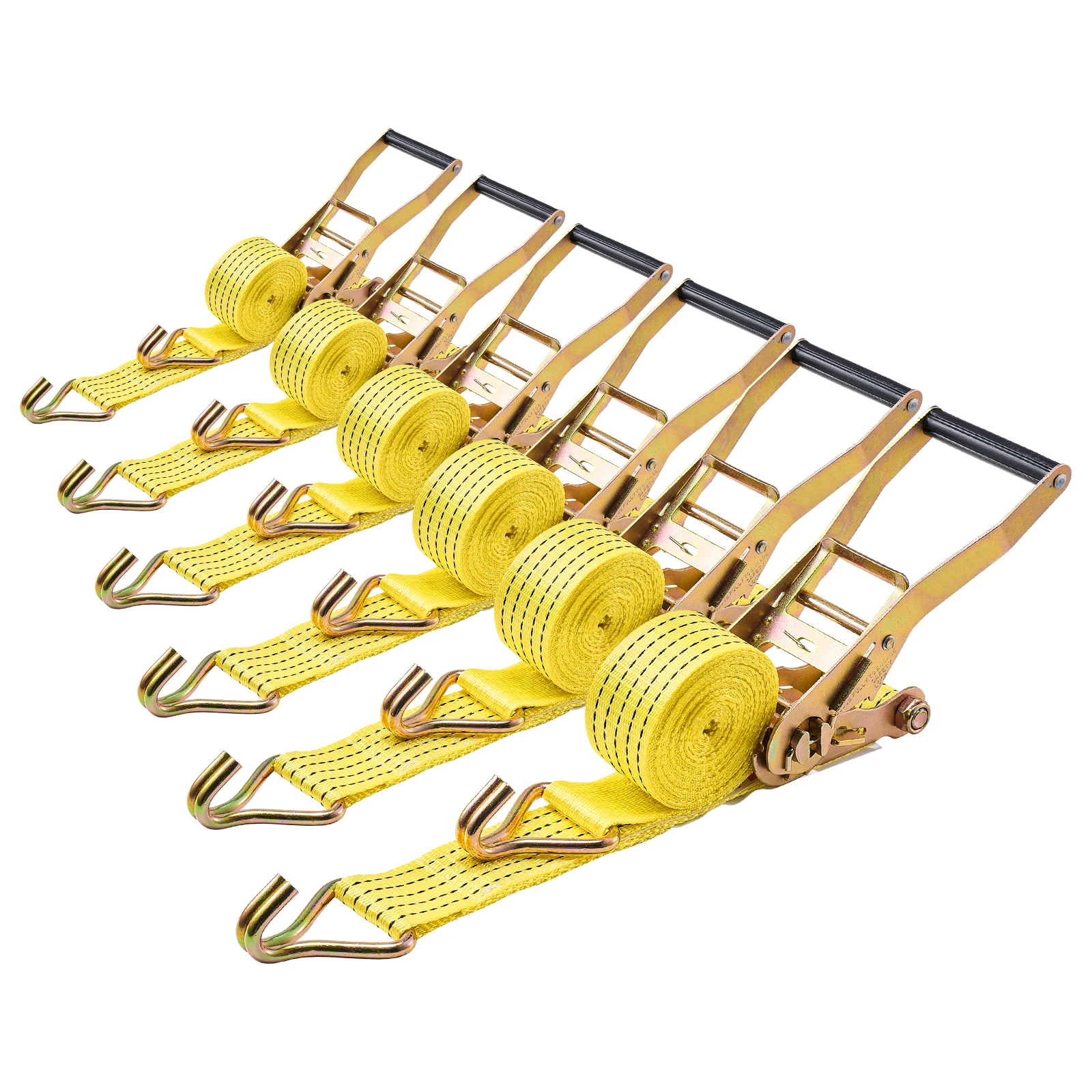 SucceBuy 6 Pack Ratchet Straps 2in x 15ft Tie Down Straps with Double J Hook Tie Down Ratcheting for Moving Trailers Motorcycles
