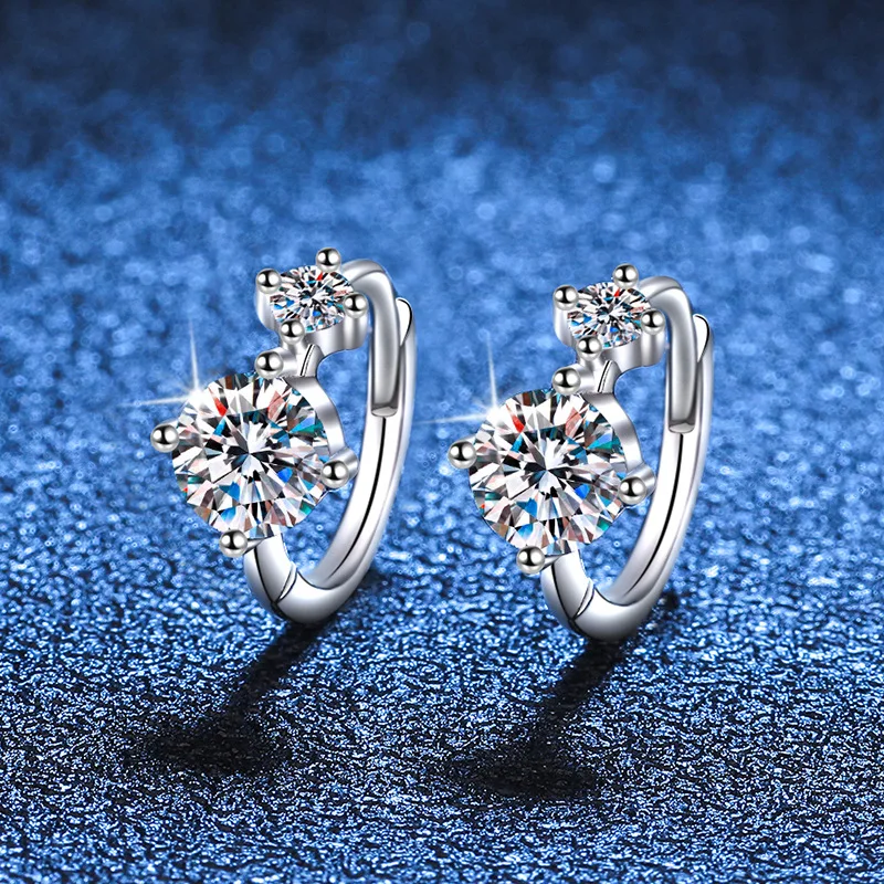 Orecchini A Cerchio Moissanite Real 1.2Ct Donna 925 Sterling Silver D Vvs1 Lab Diamond Huggie Orecchini Tester Pass Placcato Platino
