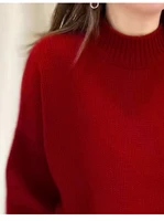 100% pure cashmere sweater in autumn and winter, thick high neck, loose lazy wind knitted sweater bottoming shirt for women. - Image 4