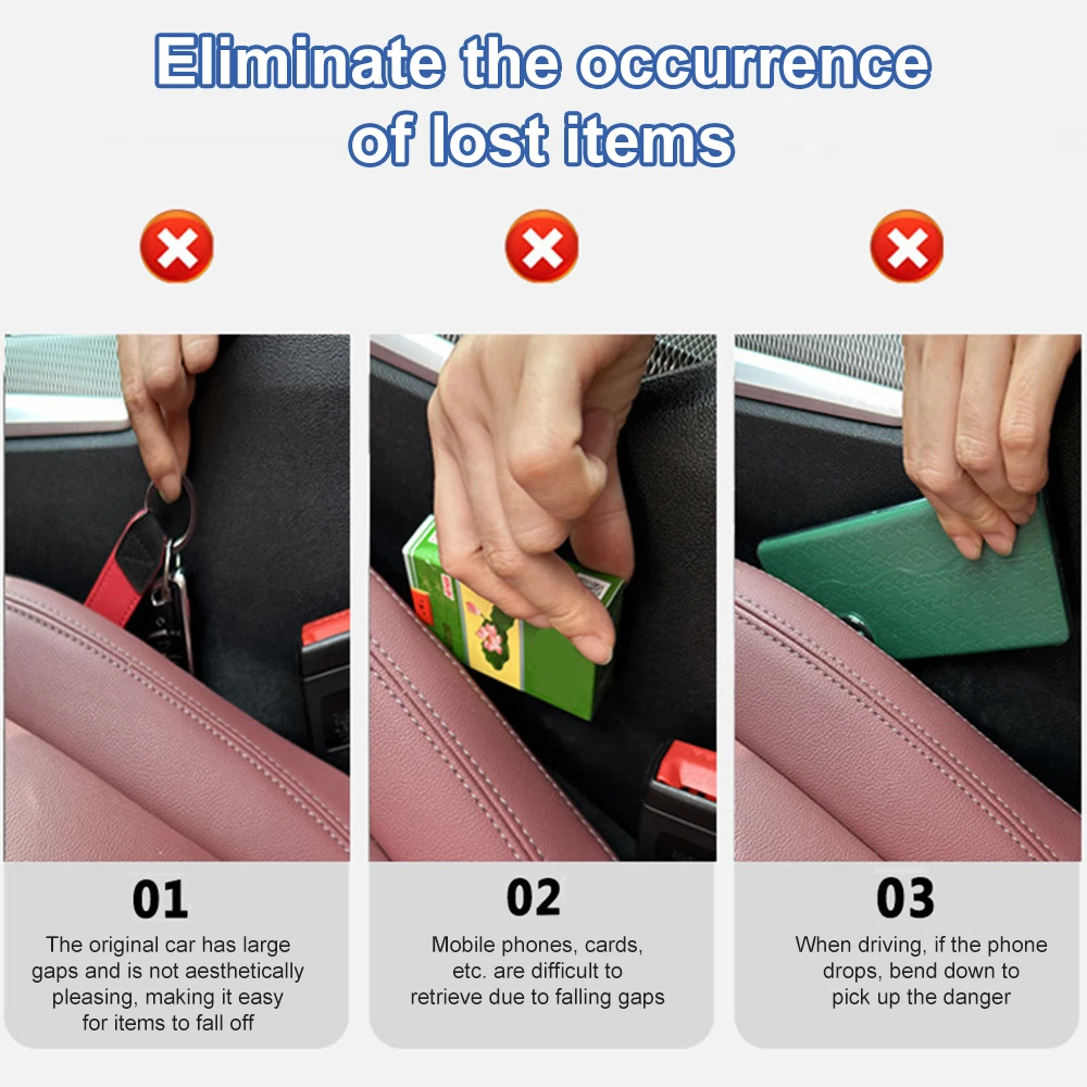 2Pcs Car Seat Gap Filler Seat Crevice Storage Box Between Seats Console Organizer Box Interior Decoration Auto Accessories