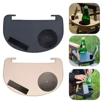 1Pcs Recliner Folding Chair Tray Drink Holder Portable Side Tray Breakfast Black Khaki Beach Chair Cup Holder 1