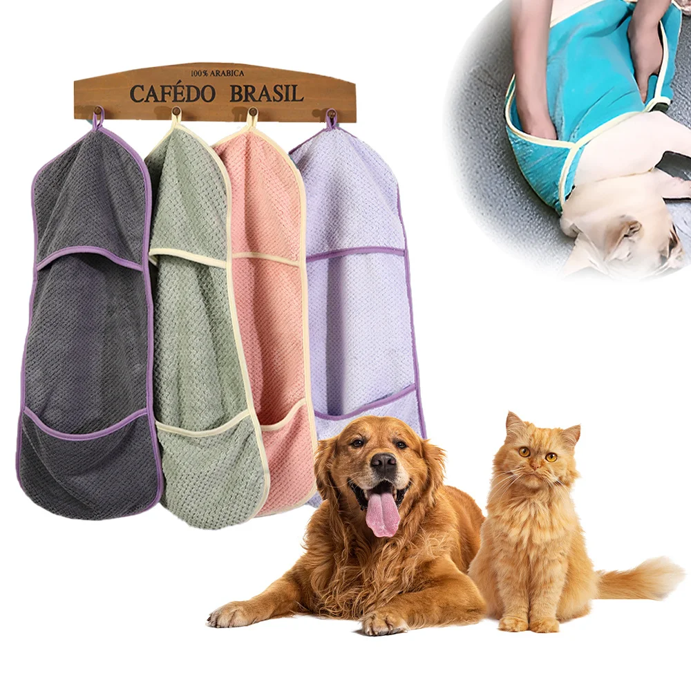 Super Soft Fast Absorbent Thick Pet Bath Towel Absorbent Fast Drying Golden Hair One Piece Bathrobe Dog Cat Bath Towel