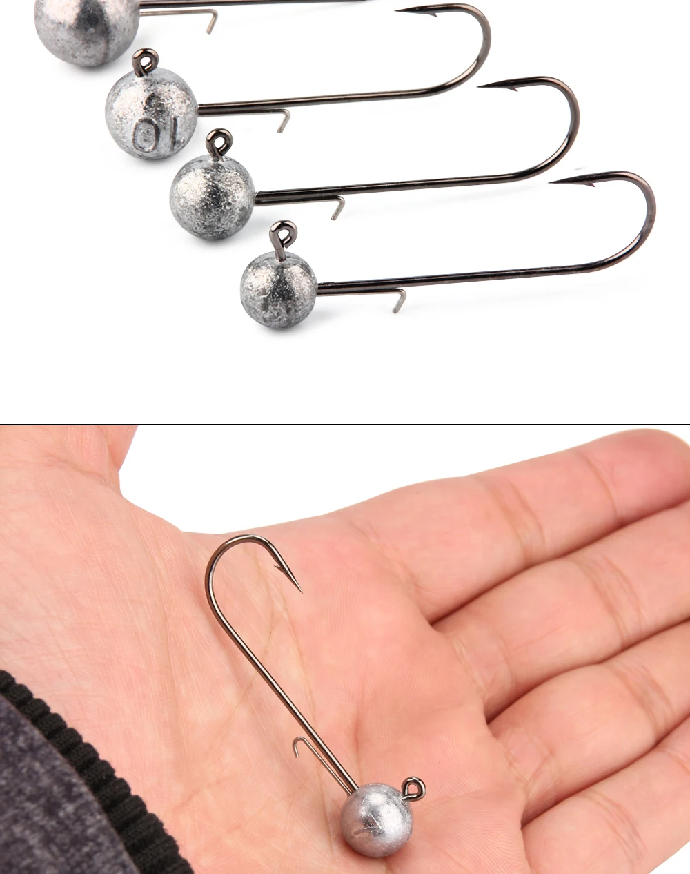 Spinpoler 5g 7g 10g 14g Jig Köpfe Angelhaken Lange Schaft Runde Kugel High Carbon stahl Lange Für Weiche Köder Wurm Zubehör 4 stücke – Detail 5