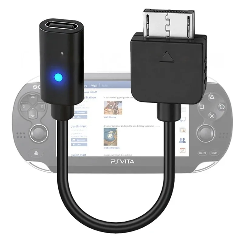 1000 컨트롤러 충전 어댑터용 USB C 케이블 PS Vita 1000 콘솔 전원 와이어용 C형 LED 변환 코드
