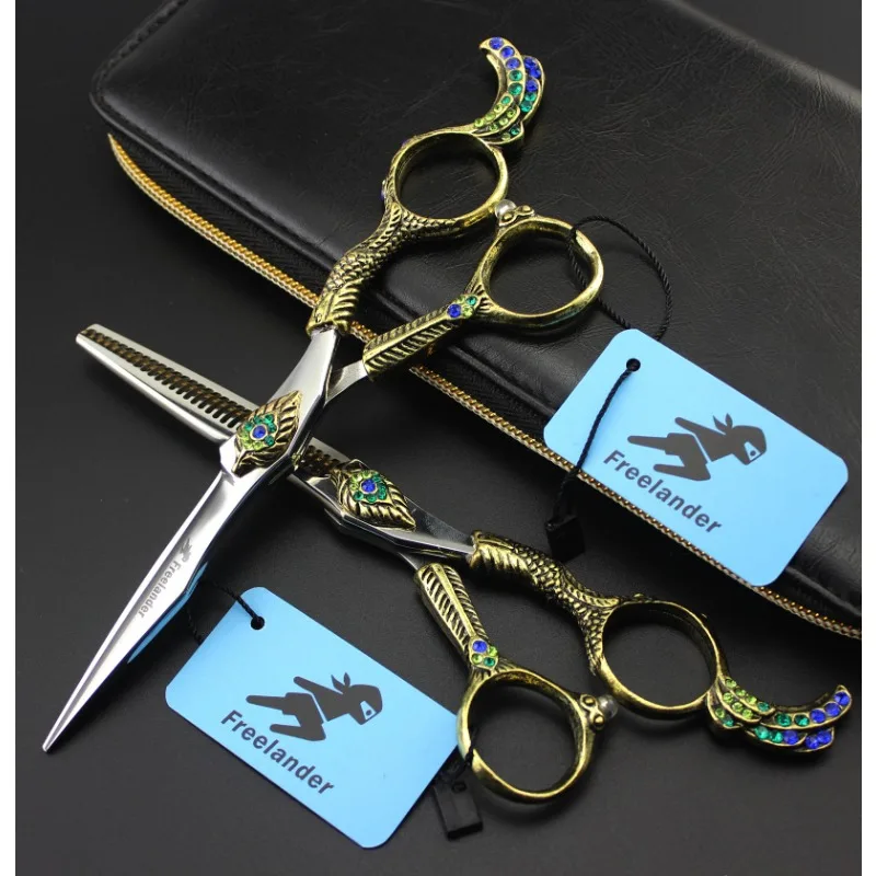 

Professional 6 Inch Upscale 440c Hair Scissors Set Cutting Barber Makeup Tools Thinning Shears Hairdressing Scissors with Bag