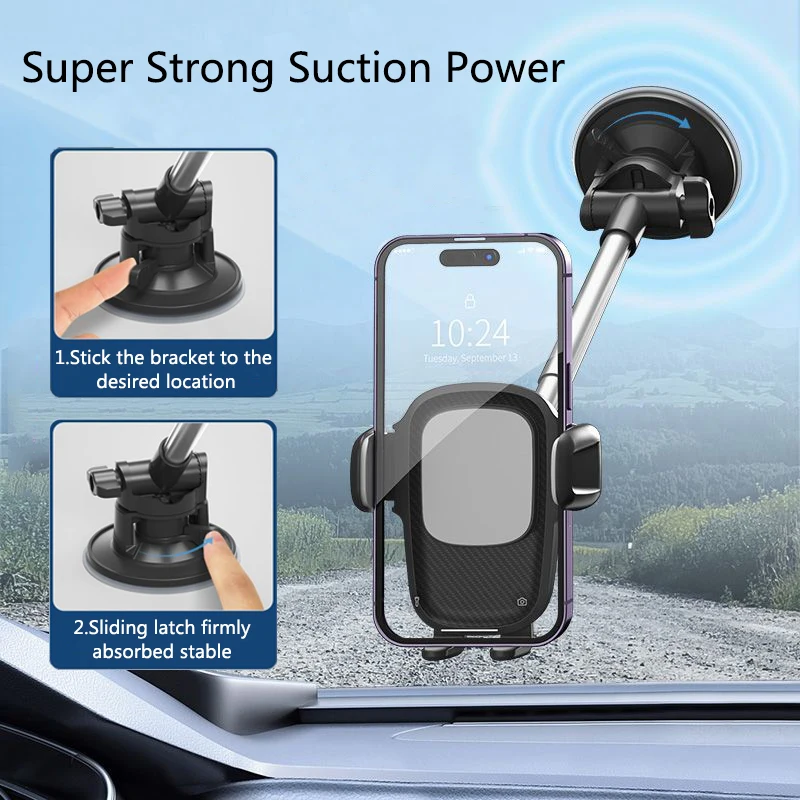Car Phone Holder Adjustable Car Phone Mount Cradle 360° Rotation Dashboard Windscreen Suction Cup Mobile Phone Stand for iPhone