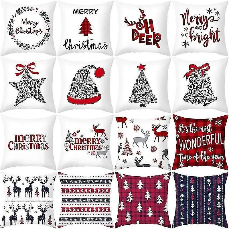 

45CM Merry CHRISTMAS New Year Cushion Cover Trendy Pillo wcase For HOME Decorations Xmas Noel Ornament Happy Decor Gifts 2023