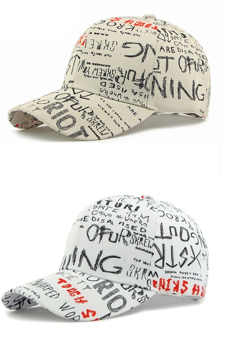 Streetwear Graffiti Unisex Baseball Kappe Sommer Mode Outdoor Freizeit Snapback Hut Hip Hop Cap Visier Sport Verstellbaren Riemen – Detail 13