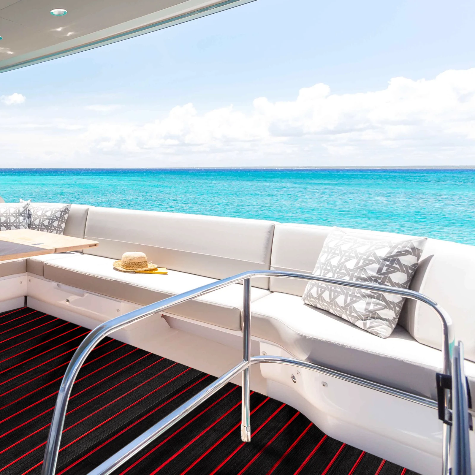 Boat Decking EVA Foam Flooring Sheet Faux Teak Marine Mat Boat Yacht Non-Slip Flooring Mat, Wear-Resistant and Self-Adhesive Pad